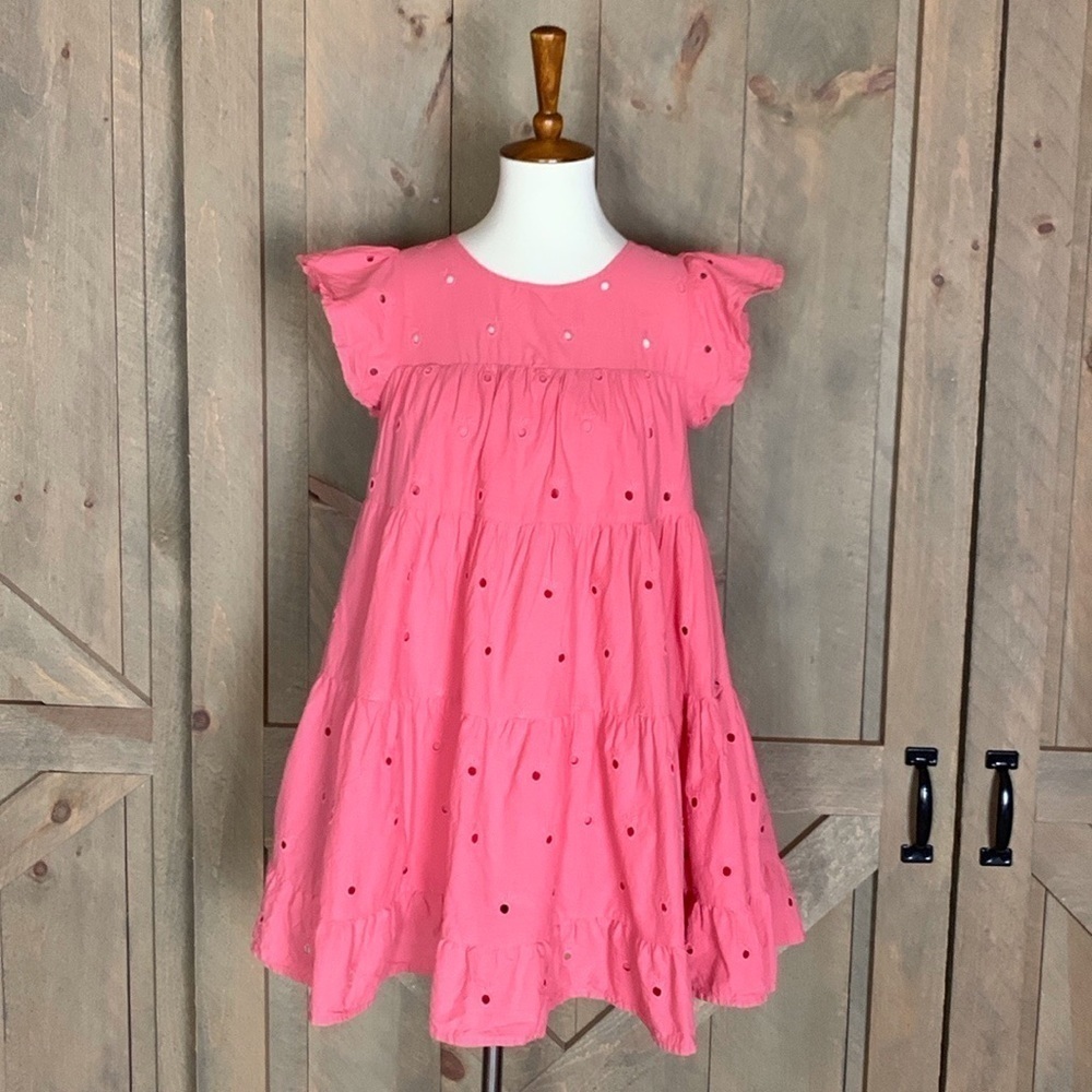 Simply Southern coral pink pineapple eyelet mini dress / tunic Size Medium - Picture 2 of 12